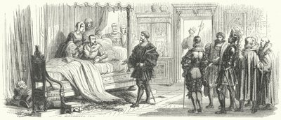 Ontmoeting tussen de Heilige Roomse Keizer Karel V en zijn gevangene, koning Francis I van Frankrijk, in Madrid, 1525 door European School